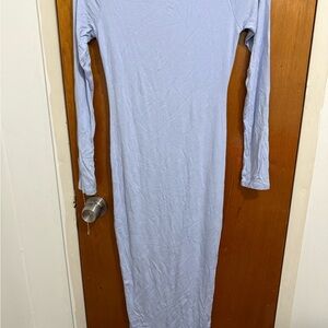 Naked Wardrobe NW Midid Elegant Blue Long Sleeve Dress